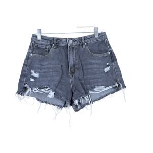 Pacsun Black High Rise Zip Up Cotton Cut-Off Distressed Boho Shorts Size 26